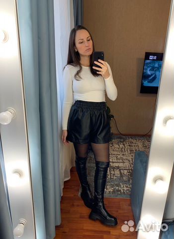 Новые Шорты женские кожаные