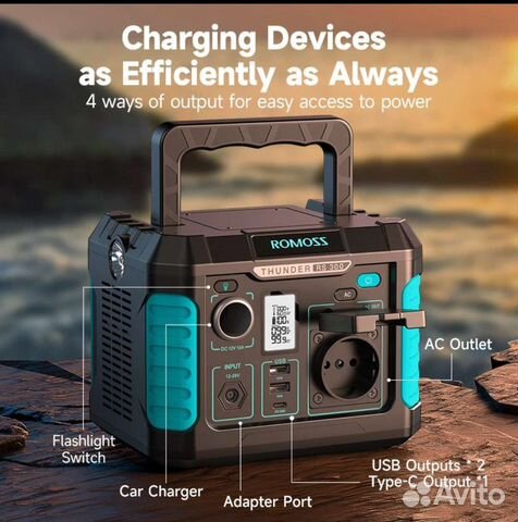 Портативная электростанция romoss RS300, 62400 мАч