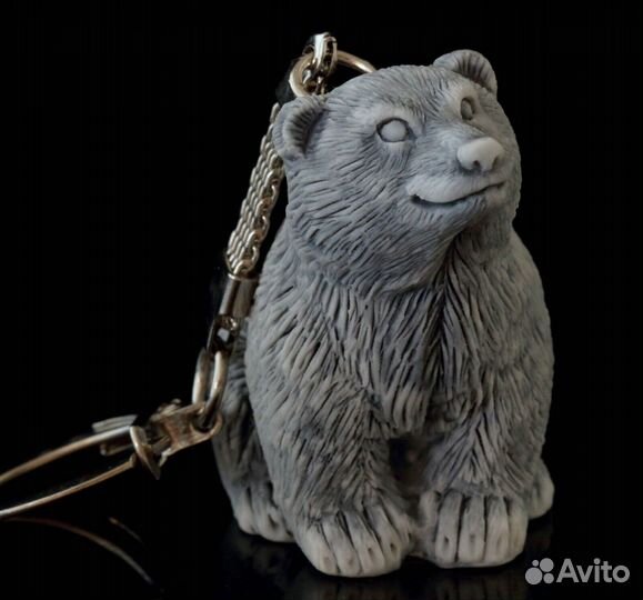 Брелок для ключей Медвежонок литьевой мрамор