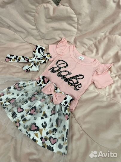 Нарядный боди с юбкой для новорожденной девочки