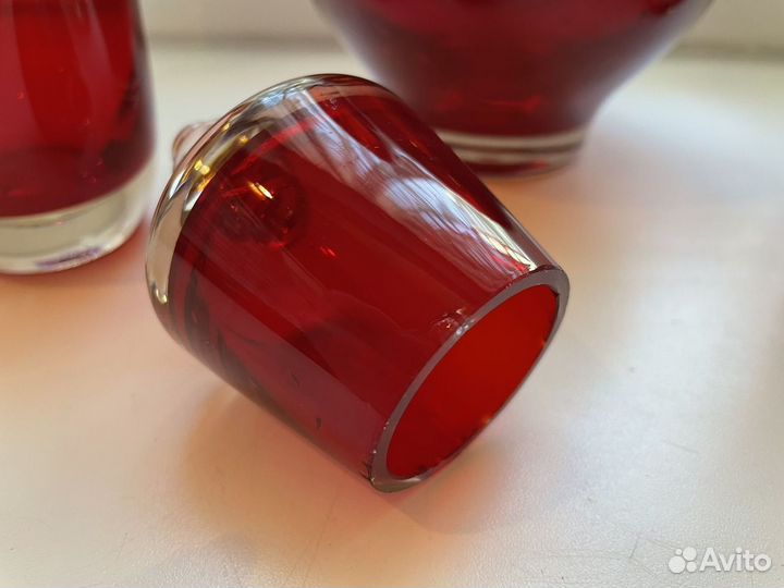 Кувшин и 2 стакана СССР (рубиновое стекло)