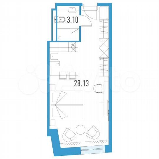 Апартаменты-студия, 31 м², 7/24 эт.