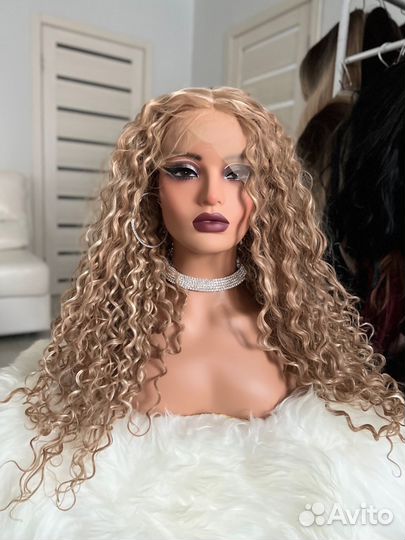 Парик полусистема афрокудри русый