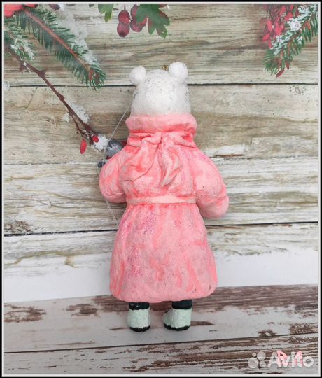 Ватная елочная игрушка ручная работа