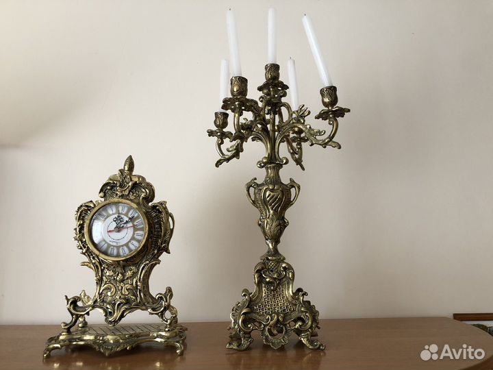 Подсвечник бронза,часы