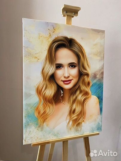 Потрет по фото на холсте Покачи. Печать на холсте