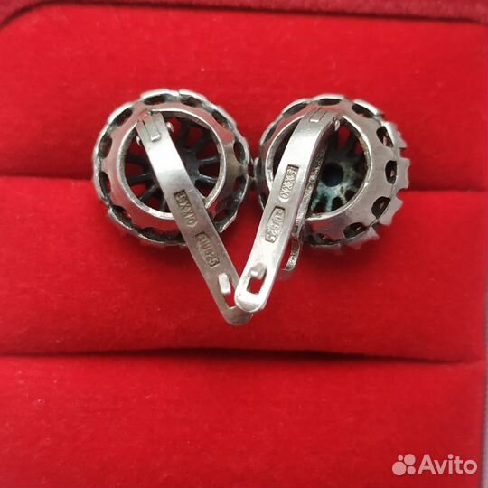 Серьги серебро 925 проба Малинки бирюза фианиты