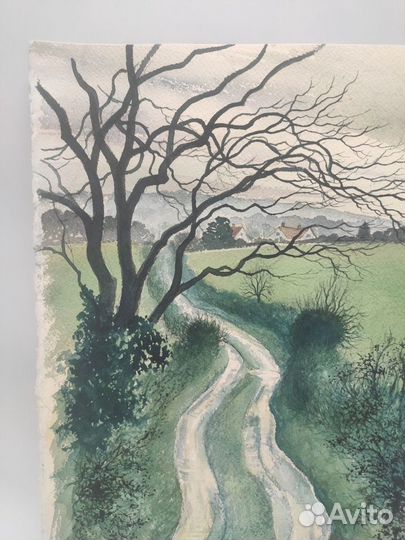 Картина винтажная Дорога в деревню акварель Pete