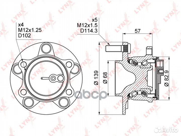 Ступица задняя в сборе с ABS WH-1496 lynxauto