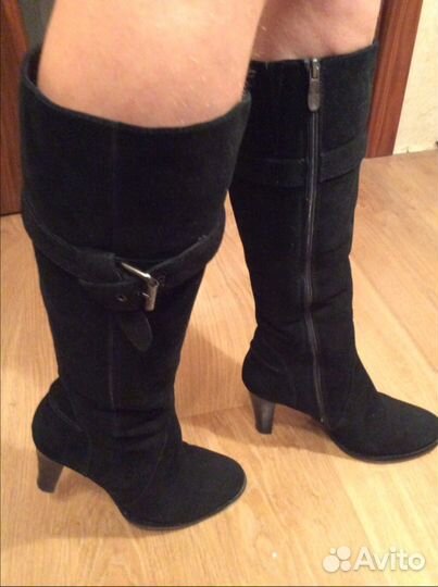 Новые, черные замшевые зимние сапоги, 39р