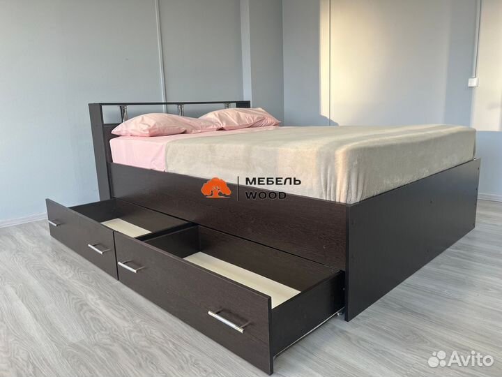 Кровать двуспальная 160 с ящиками в наличии