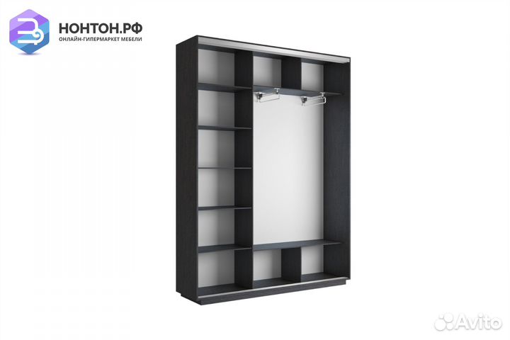 Шкаф-купе 3-х дверный с зеркалом Экспресс 45 венге