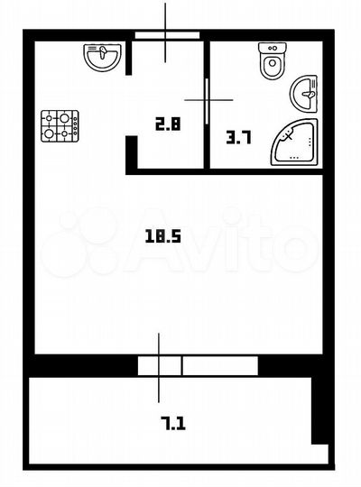 Квартира-студия, 25 м², 15/15 эт.