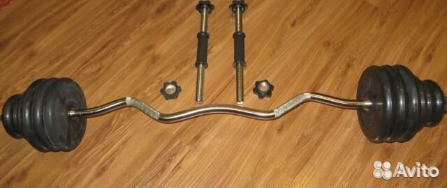 Штанга общим весом 45 кг + гантели