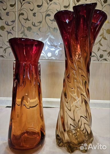 Цветные выдувные вазы СССР