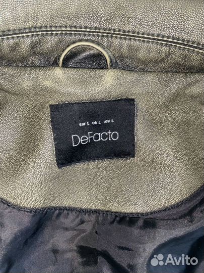 Приталеная кожаная куртка DeFacto