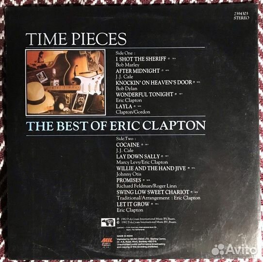 Eric Clapton Time Pieces (The Best) 1982 LP