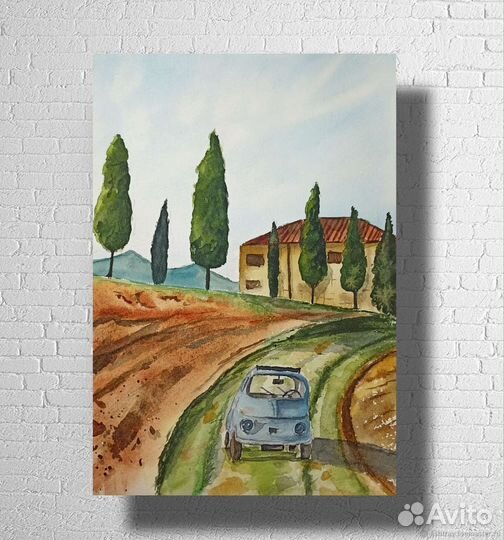 Прованский пейзаж акварелью 2