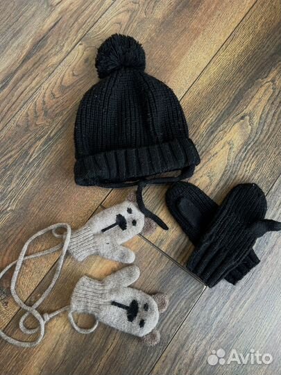 Комплект Zara шапка и варюшки, весна-осень