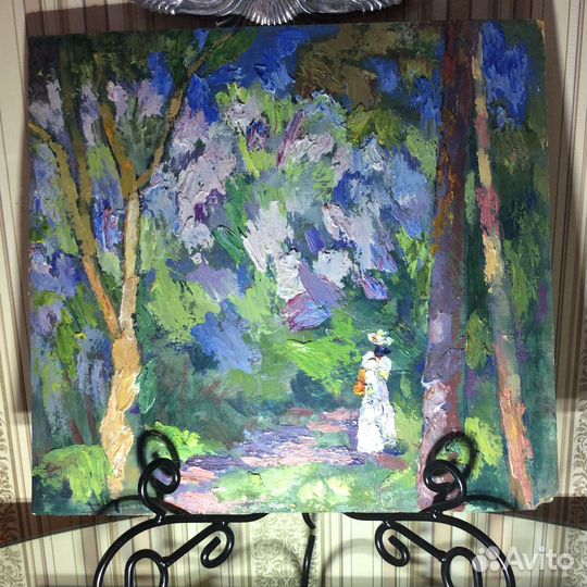 Картина винтаж пейзаж Слива цветёт, Соломатин И.В