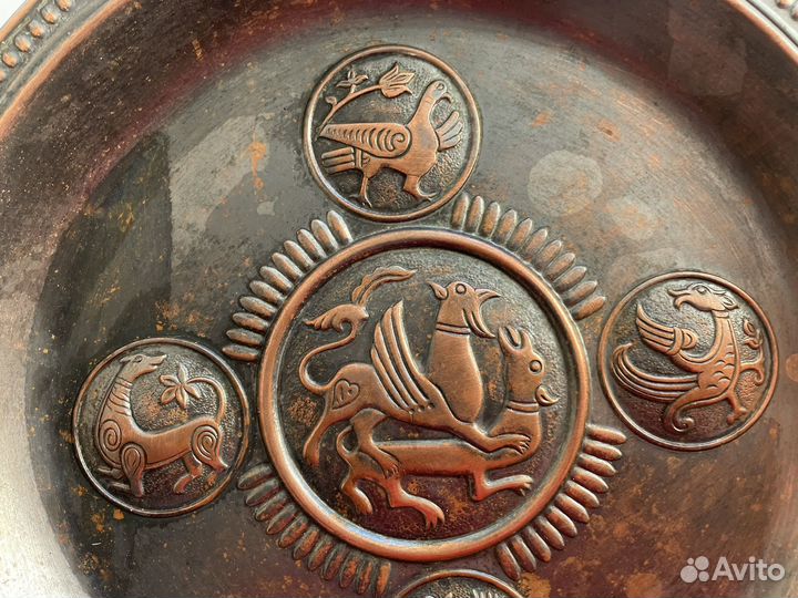 Медная настенная редкая тарелка