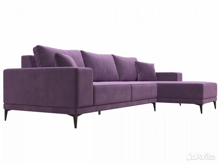 Диван угловой Льюес правый, микровельвет, сиреневый