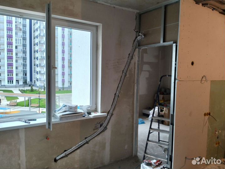 Установка сплит систем, закладка трассы на ремонте