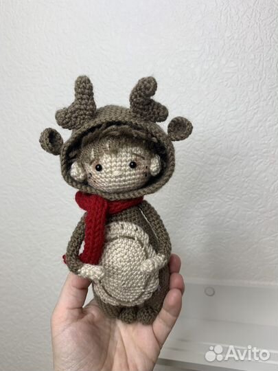 Игрушка вязаная мальчик олень. Подарок