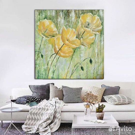 Большая картина маслом на холсте цветы