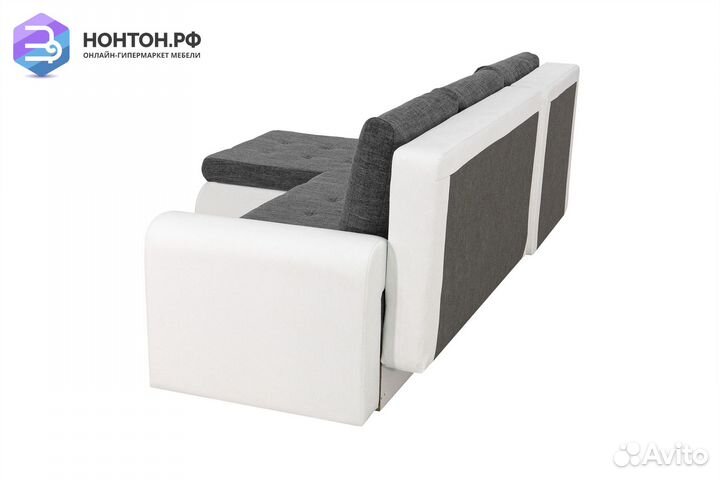 Диван угловой еврокнижка Цезарь серо-белый