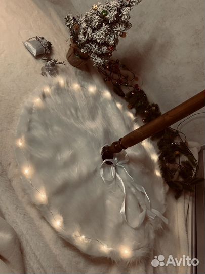 Коврик под елку юбка под елку с гирляндой