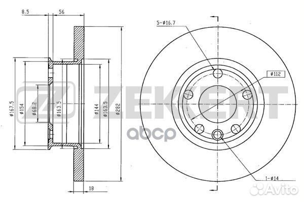 Диск тормозной передний VAG/Zekkert/ BS5095 Zek