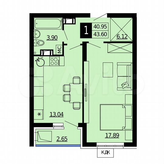 1-к. квартира, 42,3 м², 14/24 эт.