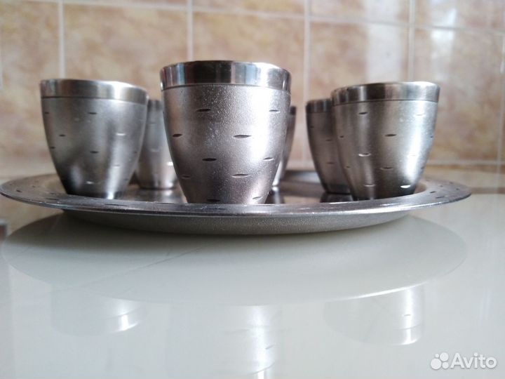 Винтажный коньячный набор, мельхиор, СССР,1974 г