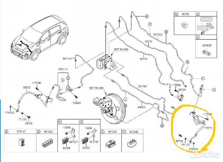 Шланг тормозной передний левый Kia Sportage QL