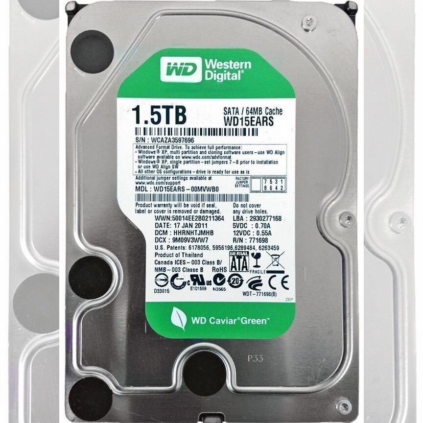 [WD15EARS] Жесткий Диск Western Digital 1,5tb Sata2 Wd15ears
