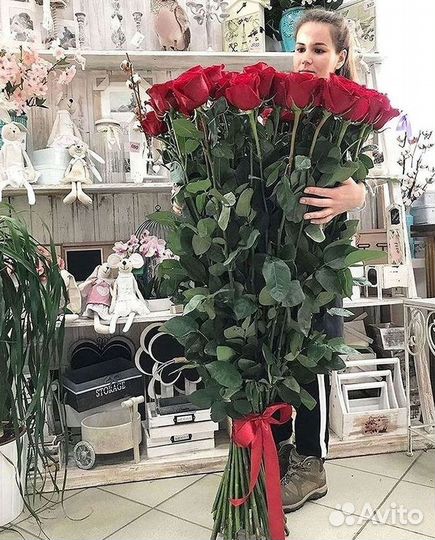 Розы высокие Доставка цветов