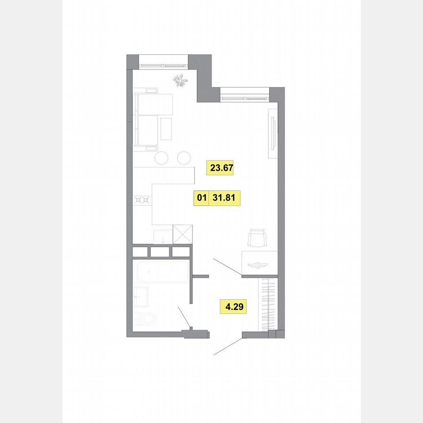 Квартира-студия, 31,8 м², 9/9 эт.