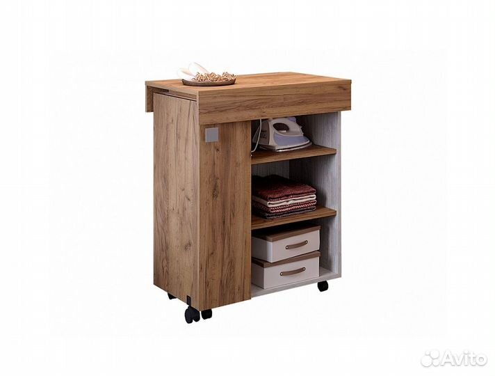 Тумба Тео с гладильной доской (Дуб крафт/Ясень бел