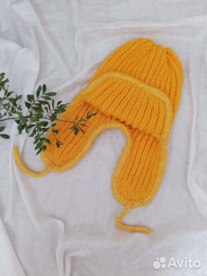 Шапка ушанка женская вязаная