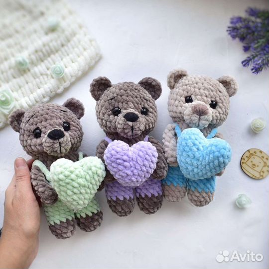 Игрушка вязаный плюшевый Мишка