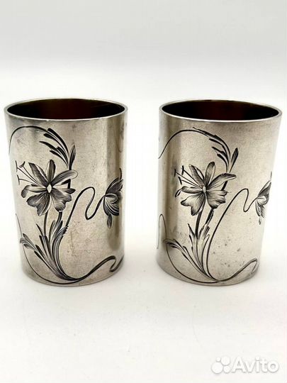 Набор 2 стопки серебро 84 проба, вес 63,3 гр