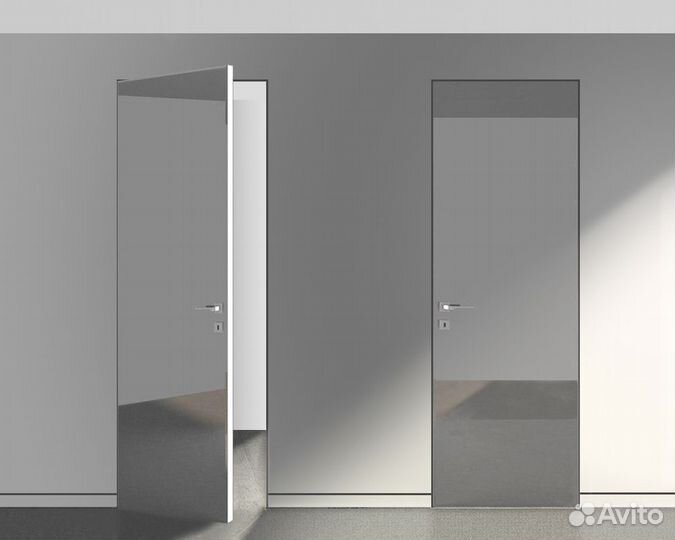 Двери межкомнатные скрытые со стеклом
