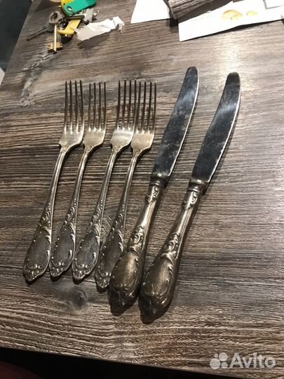 Посуда юммет мельхиор (вилка+нож) комплект