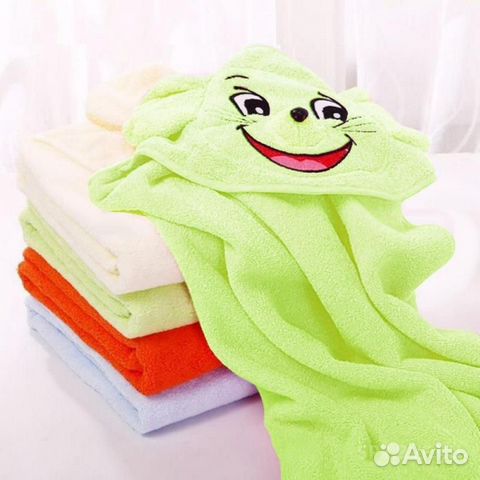 Полотенце с капюшоном Мышки зеленое