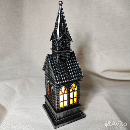 Фигурка новогодняя, Домик, серый, высота 17см