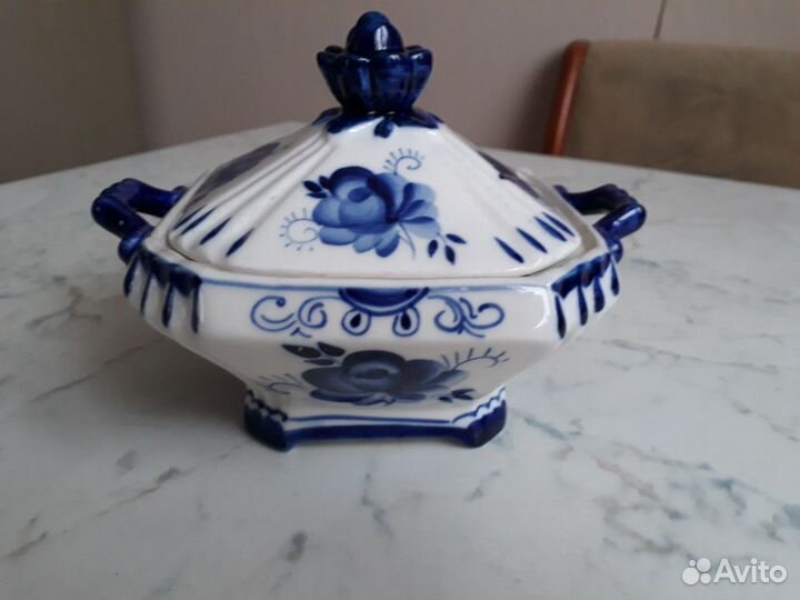 Гжель шкатулка сахарница