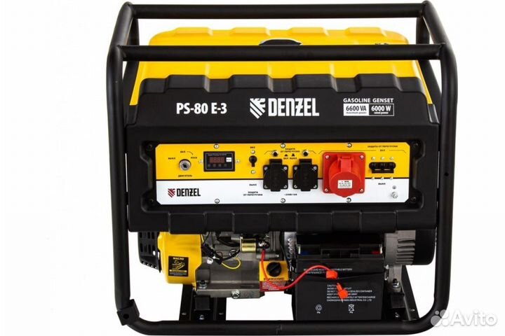 Бензиновый генератор Denzel PS-80E-3, 946954