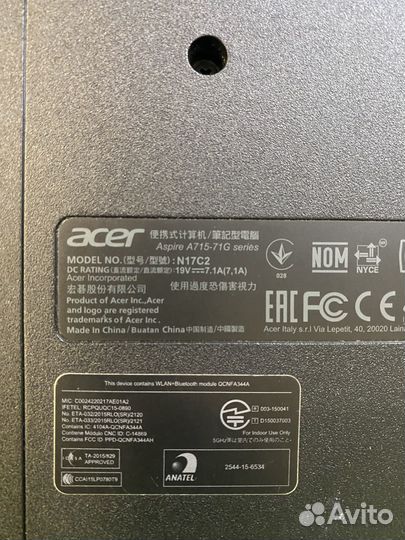 Ноутбук Acer A715 71g i7/8/1000hdd/gtx1050