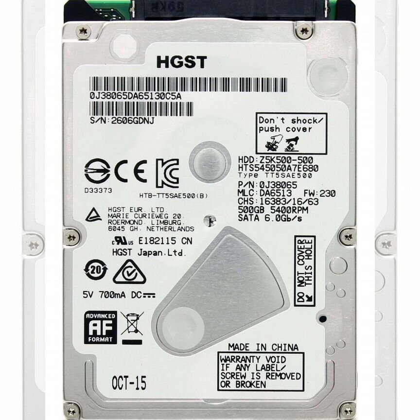 [0J38065] Жесткий Диск Hitachi 500gb Sata2 2,5" Hdd 0j38065